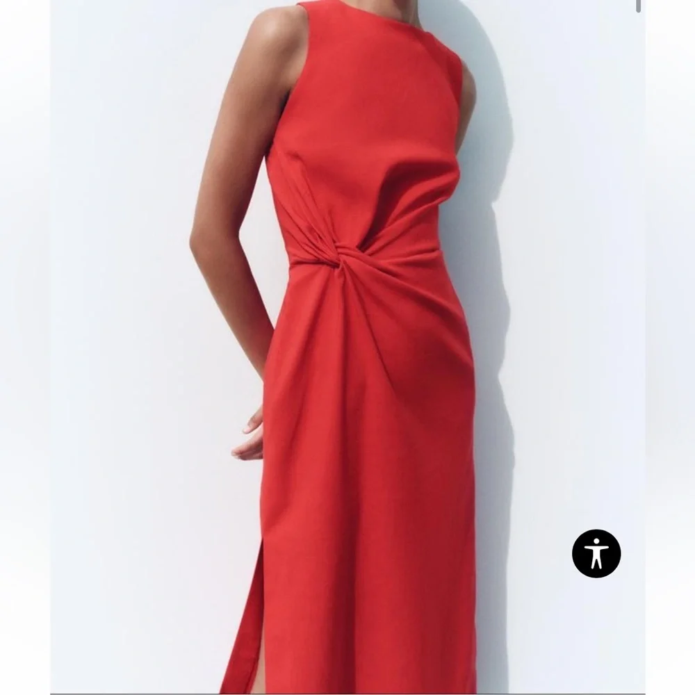 Zara Red Asymmetrical Dress - Picture 1 of 9